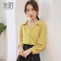 Fashion Foreign Air Snowspun Shirts Womens Clothing Fall 2022 New Long Sleeves Design Sensation Small crowblouse Temperament Lining