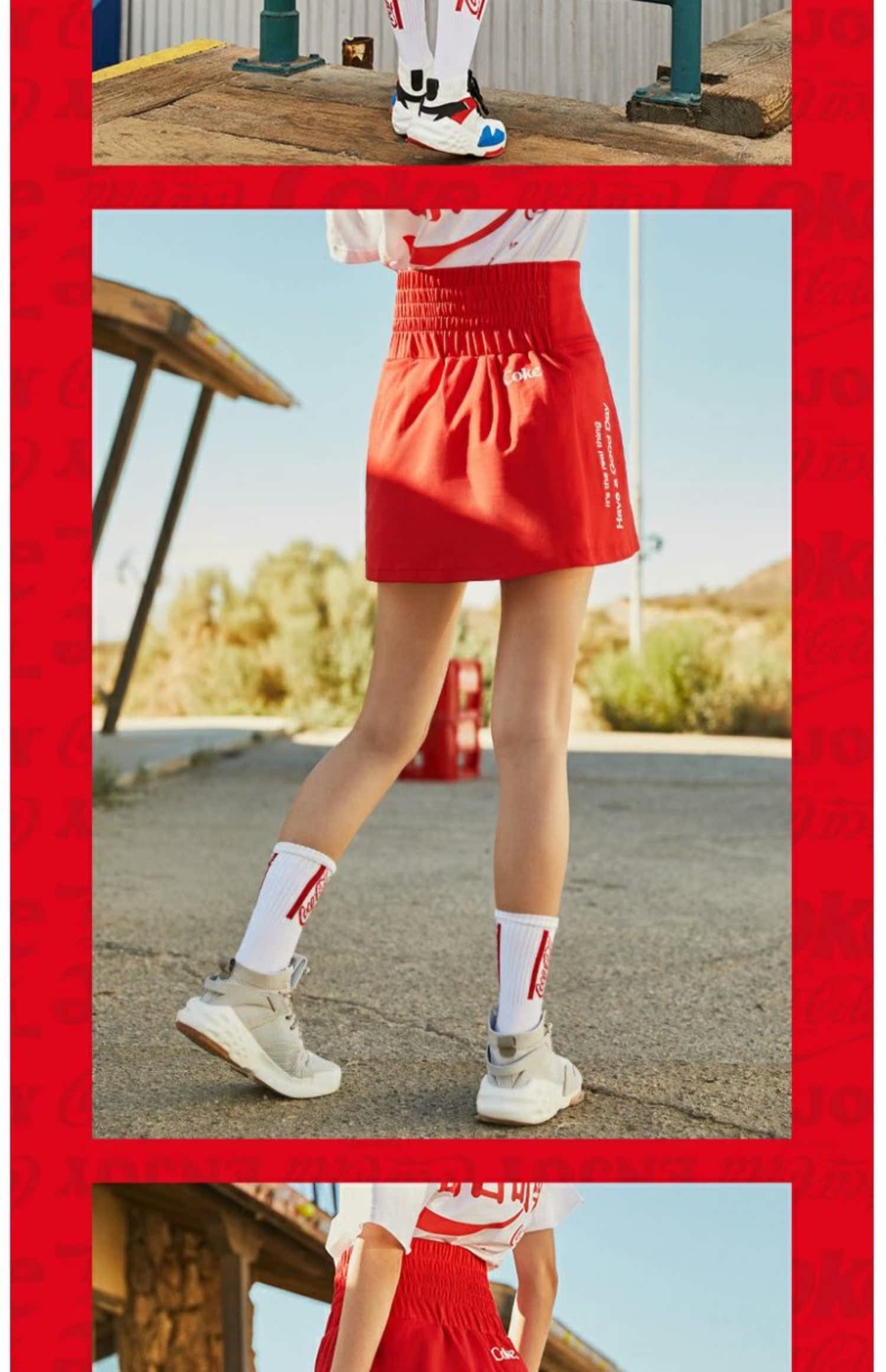 Anta Coca Cola phối váy nữ 2019 mùa thu mới thể thao cuộc sống giản dị dây kéo xu hướng thời trang váy - Trang phục thể thao bộ thể thao adidas nữ