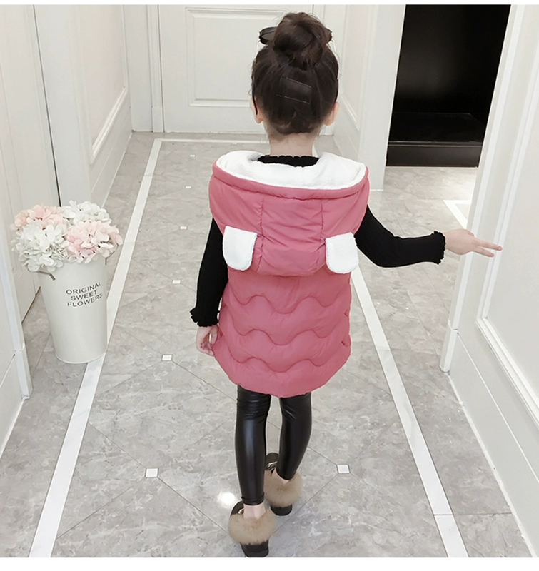 Áo vest nữ mùa thu đông 2018 phiên bản mới của Hàn Quốc cho bé xuống vest cotton trong phần dài bên ngoài mặc vest mùa đông dày ao quan tre em