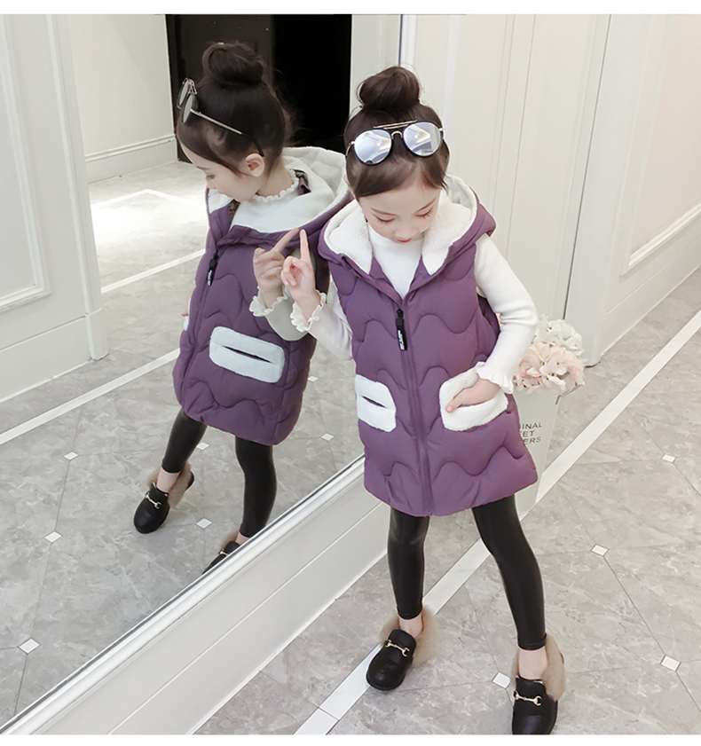 Áo vest nữ mùa thu đông 2018 phiên bản mới của Hàn Quốc cho bé xuống vest cotton trong phần dài bên ngoài mặc vest mùa đông dày áo gile cho bé gái 7 tuổi