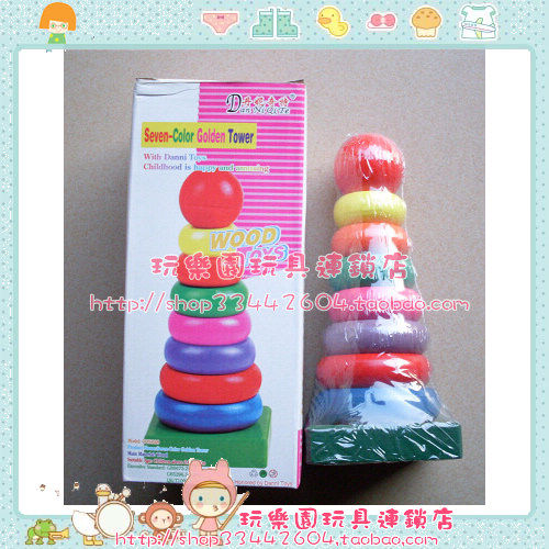 New Year's gift high-quality wooden toys Colorful golden tower Recognize shape and color children's enlightenment toys