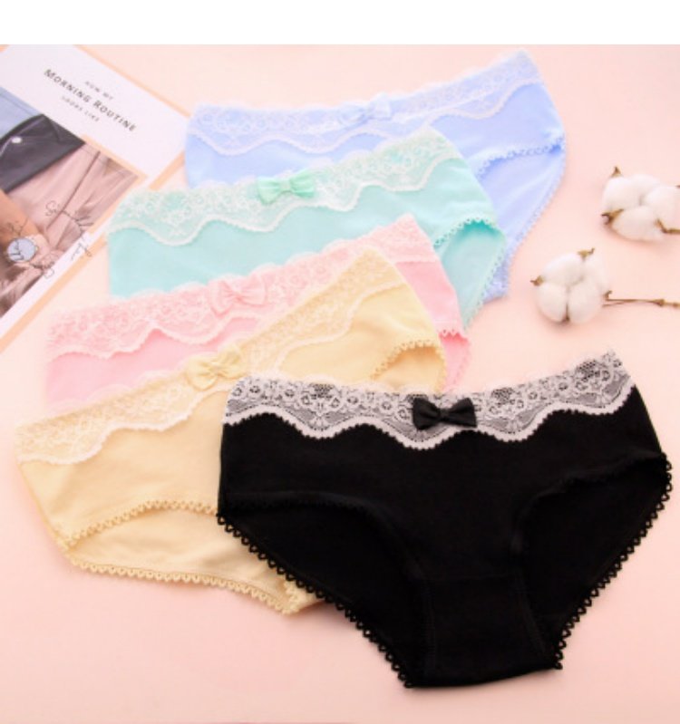 Kẹo màu nữ đồ lót cotton retro ren bên tóm tắt cotton dễ thương sinh viên mua bán quần lót nữ chưa giặt