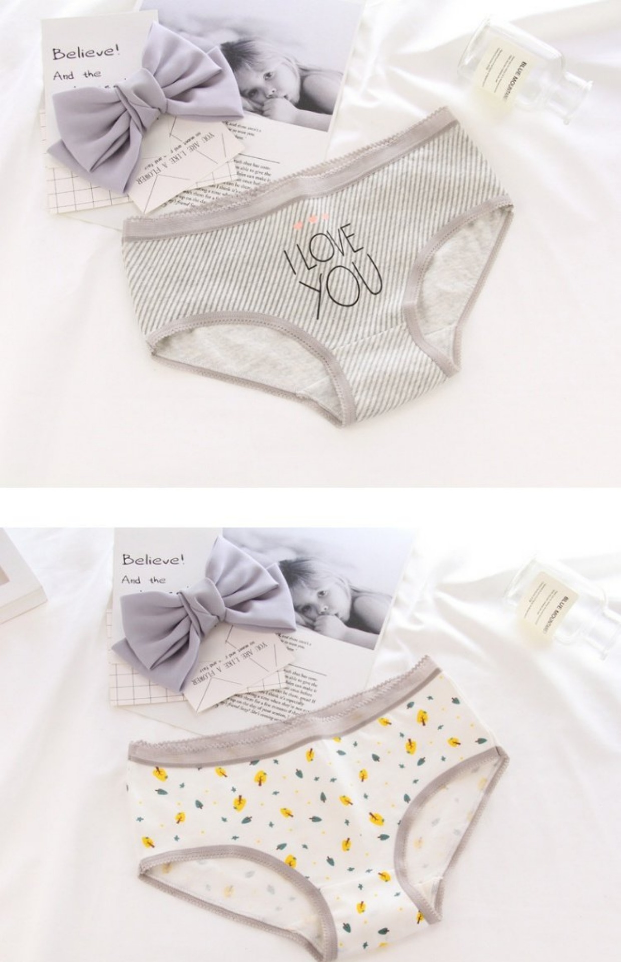 Quần lót nữ cotton waist eo giữa lady phim hoạt hình dễ thương mèo bông đáy quần cotton cô gái dễ thương quần sịp nam