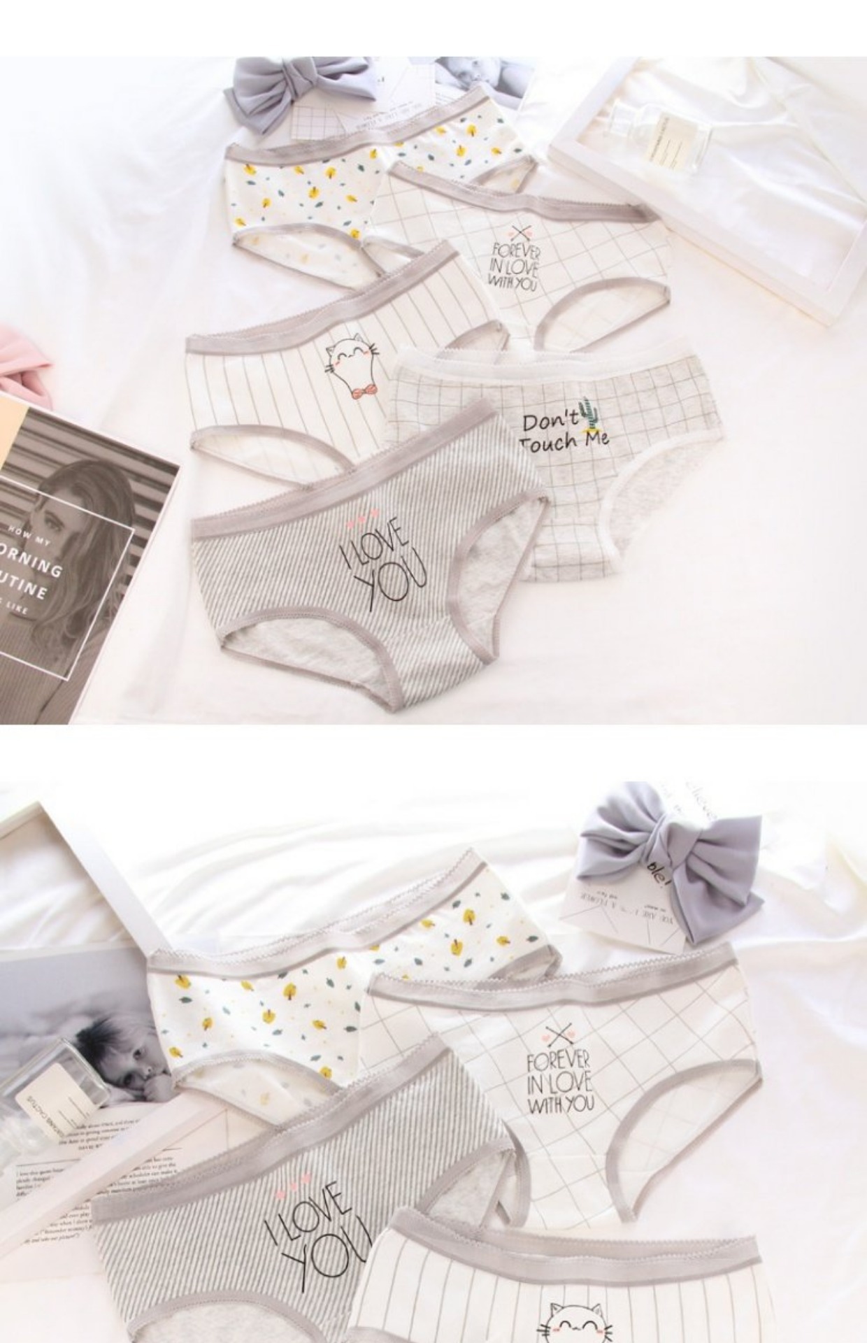 Quần lót nữ cotton waist eo giữa lady phim hoạt hình dễ thương mèo bông đáy quần cotton cô gái dễ thương quần sịp nam