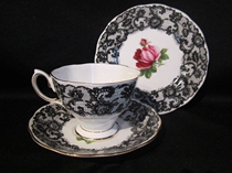 British Royal Albert black lace rare SENORITA coffee cup three sets reservee