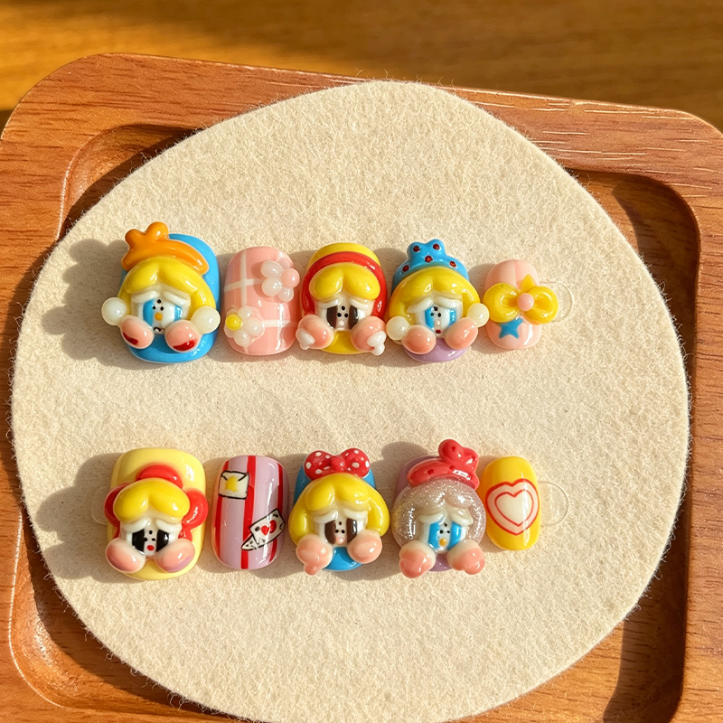 Crying Baby Cute Squishy Korean Style ins Short Wearable Nails 2026 New High-End Short Finished Nail Patches Crying Baby Cute Squishy Korean Style ins Short Wearable Nails 2026 New High-End Short Finished Nail Patches