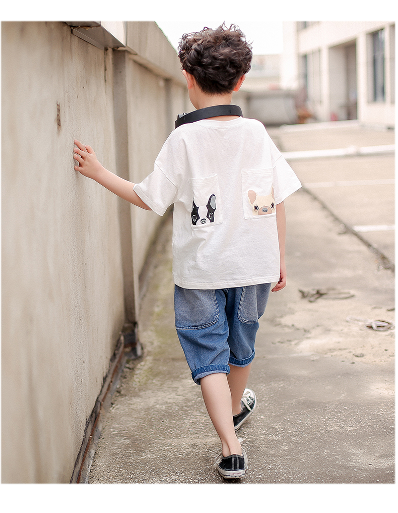 Bộ đồ bé trai mùa hè set đồ cao bồi hai dây hè 2019 trẻ em mới điển trai phiên bản Hàn Quốc quần áo trẻ em - Phù hợp với trẻ em quần áo bé trai