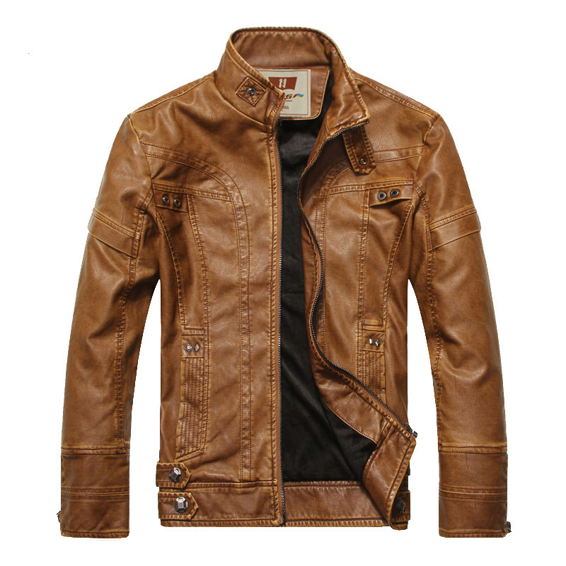 Men's Fleece-Lined Thick Leather Jacket, Trendy Korean Style, 2025 Autumn and Winter New Model, Stylish Casual Biker Pu Leather Jacket