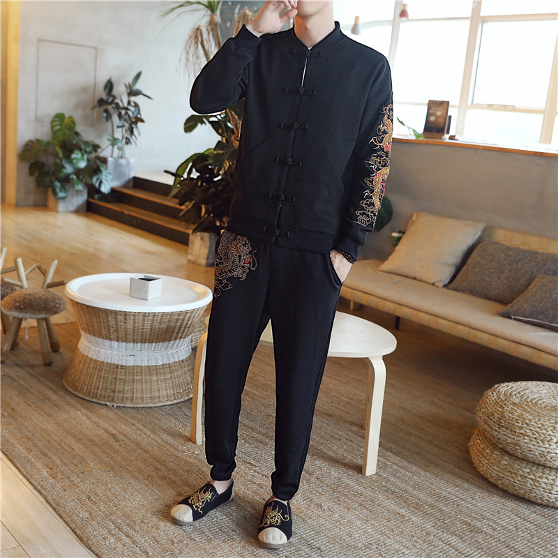 Trung Quốc Gió Tang Thanh niên thêu áo Vintage WindMan Suit Suit xuân áo khoác nam Trend trang phục dân tộc