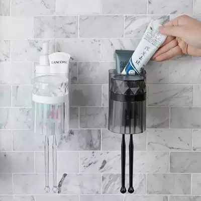 Wall-mounted toothbrush cup non-perforated dressing room wash rack toothbrush holder toothbrush holder set storage layer rack