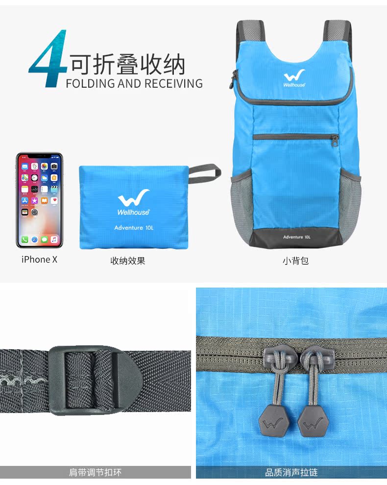 Ba lô Mini Ba lô Gấp thông thường Ngoài trời Không thấm nước Du lịch Đi bộ leo núi Lưu trữ Chạy nhẹ Di động 10L cặp balo nam đi học