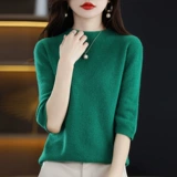 Шерстяной трикотажный кашемировый свитер, высокий воротник, осенний