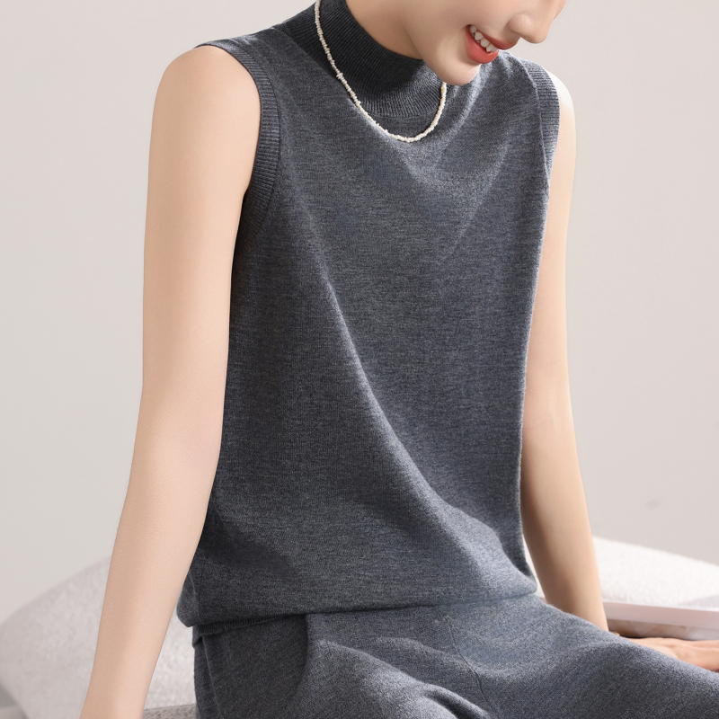 German Yangzi Yarn Fine-Spun 100% Wool Vest Knitwear 2026 Autumn and Winter Sleeveless Half-Turtleneck Sweater Base Layer for Women German Yangzi Yarn Fine-Spun 100% Wool Vest Knitwear 2026 Autumn and Winter Sleeveless Half-Turtleneck Sweater Base Layer for Women