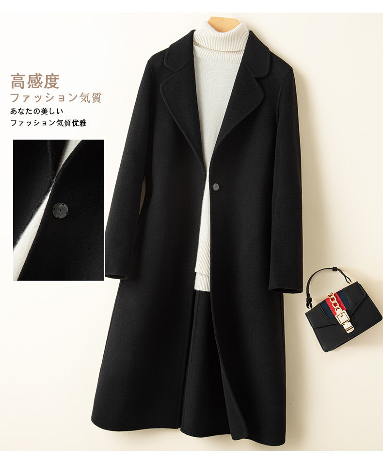 Элитное шерстяное желтовато-коричневое шерстяное пальто, двусторонная кашемировая куртка, свободный крой для возраста 