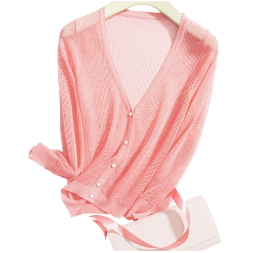 Шелковый кардиган, короткая куртка, трикотажная тонкая летняя накидка, шелковая одежда для защиты от солнца