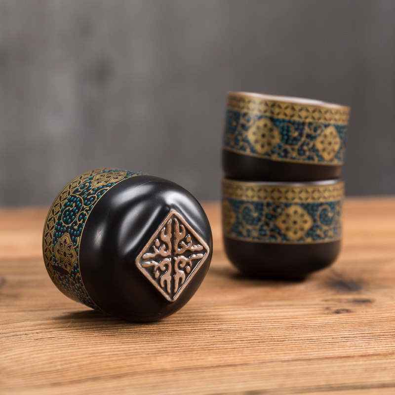 Tea cup Kung Yung Tea Cup Kung Fu Tea Cup Tea Cup Accessories Black Potter Gold Reach Flower Tea Cup