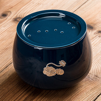 Ji Blue large tea slag tank Jianshui kung fu tea set tea ceremony accessories pen wash ceramic tea wash water Cup wash water glass with lid