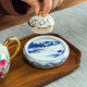 ສູງສີຂາວວັດຖຸບູຮານ ceramic hand-painted blue and white cover pot holder Japanese Kung Fu tea ceremony accessories tea coaster pot lid placement rack