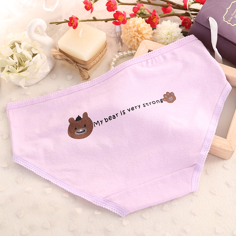 Quần lót dễ thương Hộp quà tặng 5 gói Cotton Cartoon Đồ lót nữ Sinh viên Quần tuần quần lót su nam
