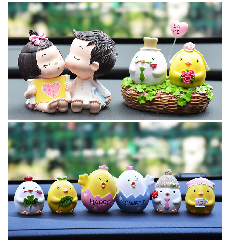 Trang trí xe sáng tạo dễ thương trang trí xe trang trí xe người yêu gà phụ kiện xe hơi phụ nữ nội thất đẹp tượng trang trí ô tô