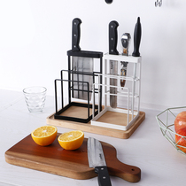 Yingmu kitchen black hollow knife rack shelf Cutting board rack Wrought iron tool storage rack Drain household multi-purpose