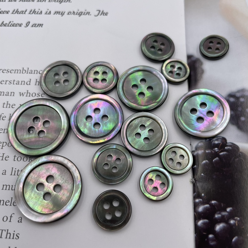 Black Butterfly Shell Buttons Imported from France, Four-Hole Fine-Edged Natural Shell Buttons, High-End Shirt Buttons