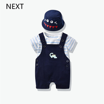 British Next Kids Summer Short Sleeve Baby Boys Clothes Baby Sling Pants Two-piece Set Handsome Personalised Trendy