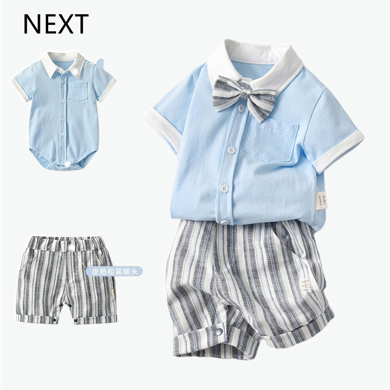 UK Next children's clothing Summer Two style suit Male baby clothes baby 100 days gentleman's week-year-old grabbing gown