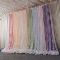 Wedding background gauze stage background cloth veil wedding curtain welcoming area layout kindergarten rainbow layout