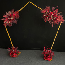 New wedding props arch stage layout background decoration ornaments geometric road guide deep silk flower door