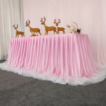 Wedding dessert table sign-in table cloth birthday layout opening activity ring dress table skirt Table sign-in table dress