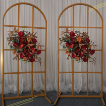 New wedding stage layout wrought iron arch props screen Road lead wedding scene decoration hanging shelf