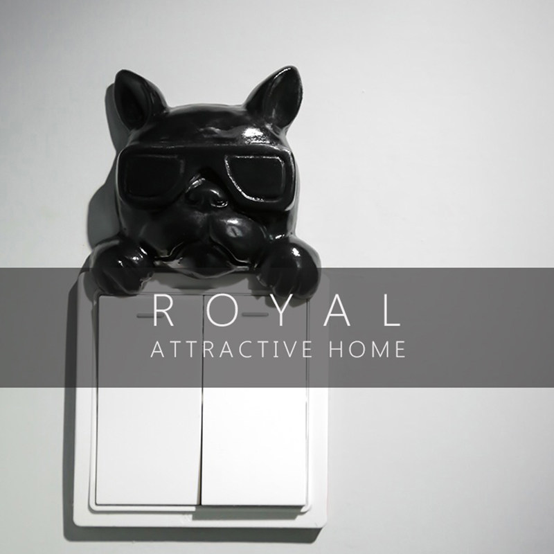 Nordic Creative Dog Switch Sticker Home Wall Socket Decoration Wall Sticker protective sheath Cubism Cartoon Animal Switch Sticker-Taobao