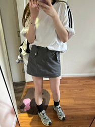 Plus-Size High-Waisted Design Workwear Skirt That Covers the Hips, 2025 Summer New Style, Hip-Covering, Slimming A-Line Short Skirt