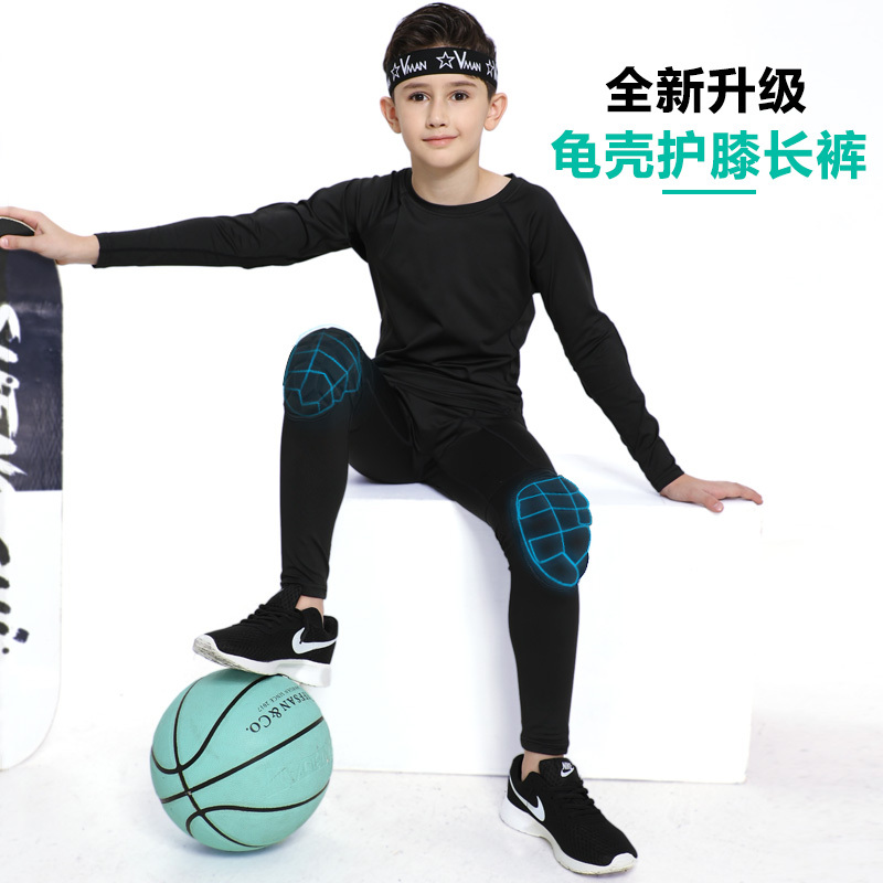 Children's Basketball Knee Pads Integrated Tights Base Layer Bodysuit with Elbow Pads Physical Training Clothing Football Sports Suit Children's Basketball Knee Pads Integrated Tights Base Layer Bodysuit with Elbow Pads Physical Training Clothing Football Sports Suit
