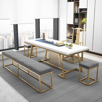 Modern Chinese tea table and chair combination iron tea table simple modern light luxury reception reception guests coffee table Office Home type