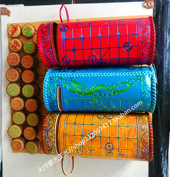 Chess Inner Mongolia ethnic leather chess handsewn edge leather cylinder chess Inner Mongolia craft gift pendulum decoration gift gift gift gift gift gift gift
