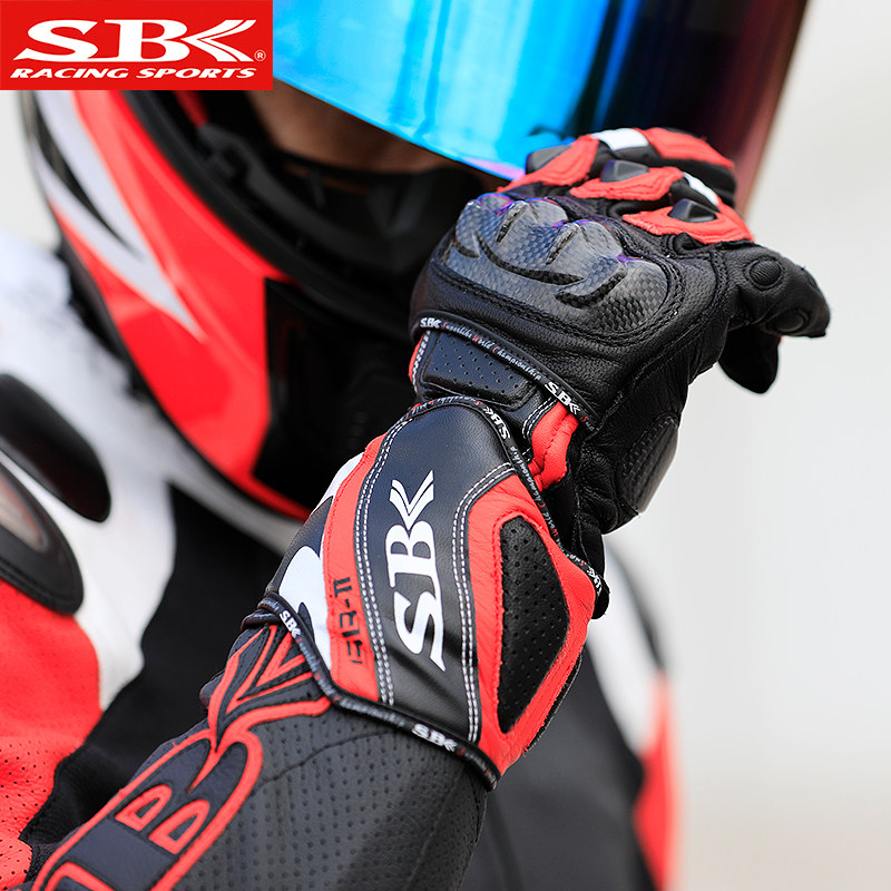 Taiwan SBK motorcycle leather gloves track sports car motorcycle road spring and summer carbon fiber fall-proof four seasons men