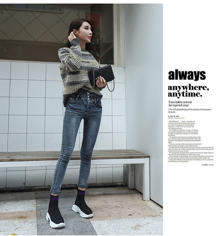 Vớ nữ mùa xuân 2019 phiên bản mới của Hàn Quốc của ulzzang Harajuku giày thể thao cao cấp hoang dã hip-hop - Giày cao gót giày boot nữ cao cấp