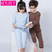 Childrens pyjamas male and female summer female boy sleepwear summer thin-style pure cotton suit thin childrens home clothes Spring and autumn