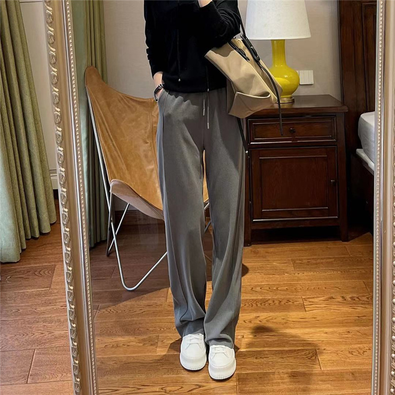 Spring new treasure god pants tube length one meter eight loose drape feeling mop wide leg knit casual straight pants women