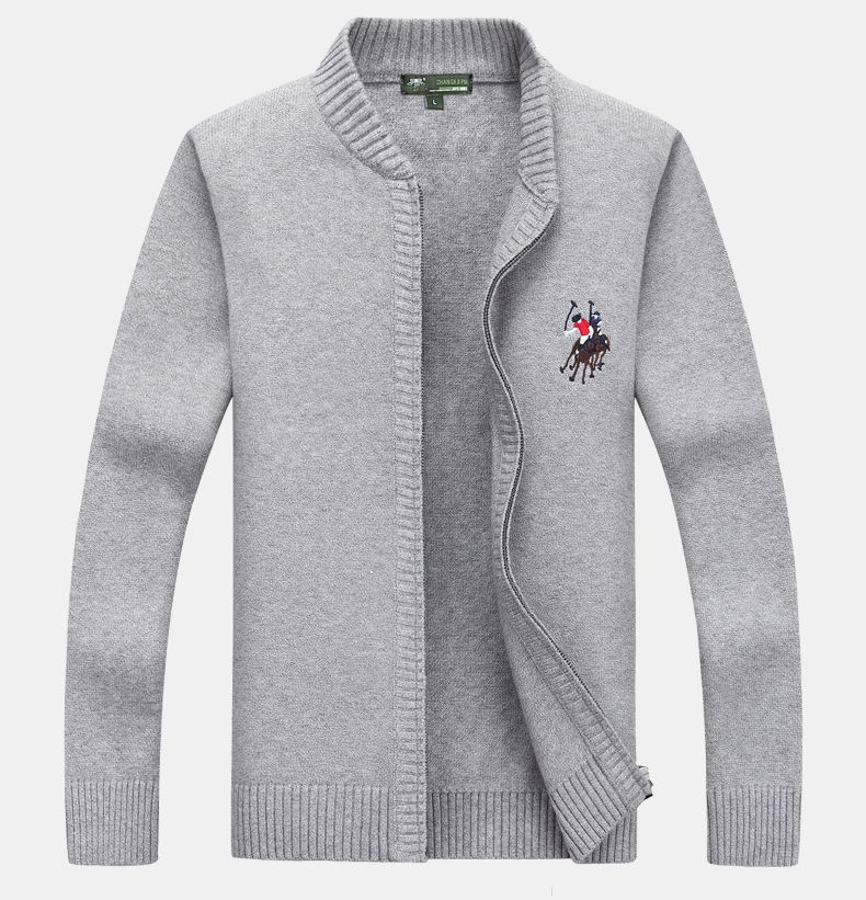 Áo len nam phiên bản hàn quốc mùa thu đông cộng với áo len nhung dày cổ áo len lỏng áo len cardigan nam