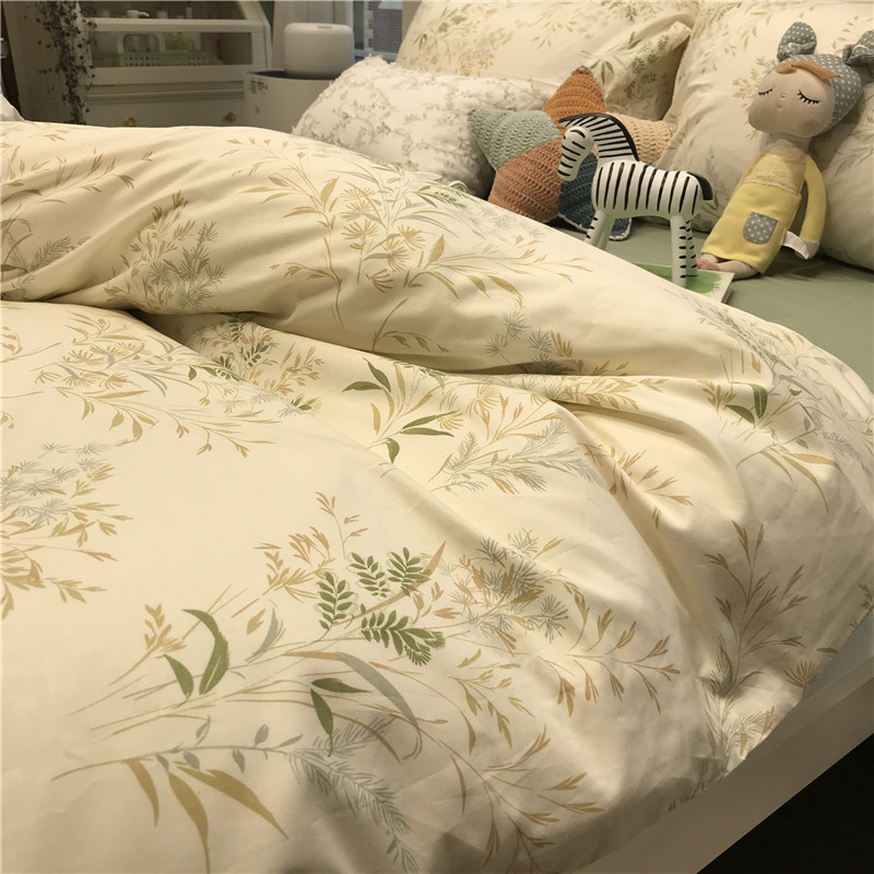 Small Fairy Grass Ins Fresh Teenage Girl Hearts Fields Garden Broken Flowers Bed Four Pieces Of Full Cotton Pure Cotton Quilt Cover Art Three Sets