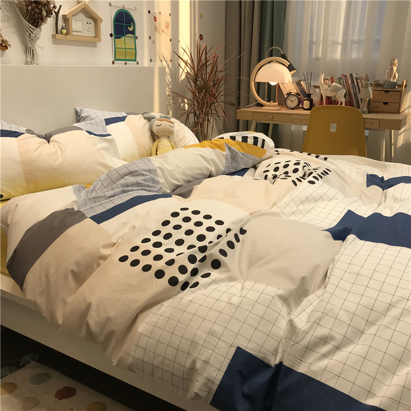 Nordic Jane Joins bed four pieces of full cotton pure cotton 1 5m1 8 m Three sets Polo points Mind apartment bed linen