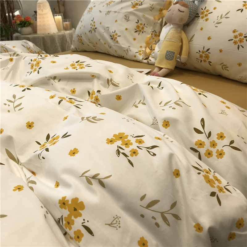Flowers a cluster of Korean style fields Small Crushed Flowers Four Sets Full Cotton Pure Cotton 1 5m1 8 m Quilt Cover Linen Princess Wind