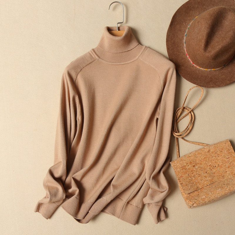 Turtleneck sweater women autumn and winter pullover new women plus velvet padded knitted base shirt women long sleeve warm top