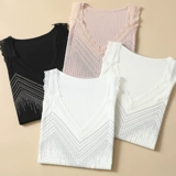 Летний топ с чашечками, приталенный кружевной трикотажный свитер, футболка без рукавов