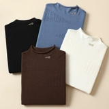 Приятный телу демисезонный трикотажный свитер, высокий воротник, оверсайз, в западном стиле