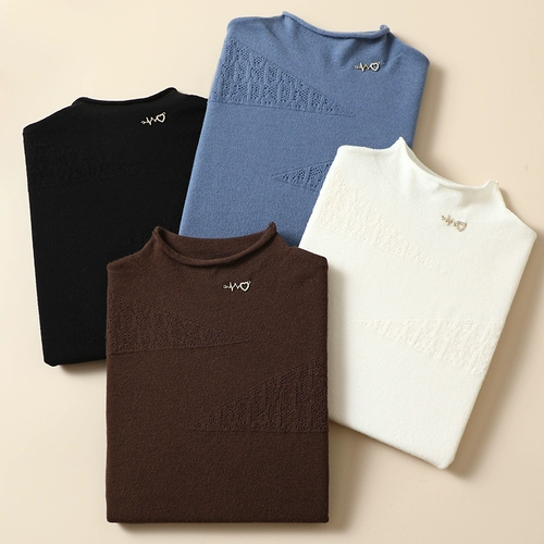 Базовый приятный телу демисезонный трикотажный свитер, высокий воротник, оверсайз, в западном стиле