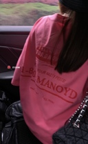 viiwen Han Dynasty color huge 3 color niche print loose T - shirt round collar slim sleeve woman